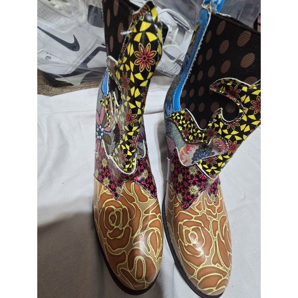 Ankle Boots for Women Low Heel,Women's Fashion Retro Printed Combat Booties...